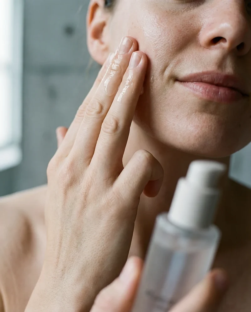 AI-generated skincare application with an ATLAS Ø serum bottle.