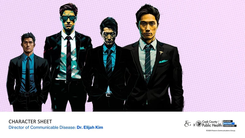 Public Health Heroes League development deck: Communicable disease director · visual character explorations