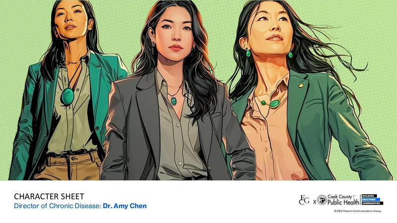 Public Health Heroes League development deck: Chronic disease director · visual character explorations