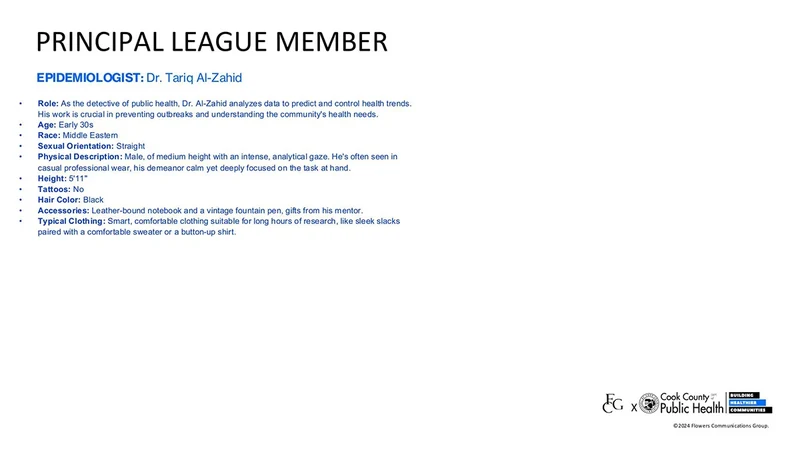 Public Health Heroes League development deck: Epidemiologist · written character profile