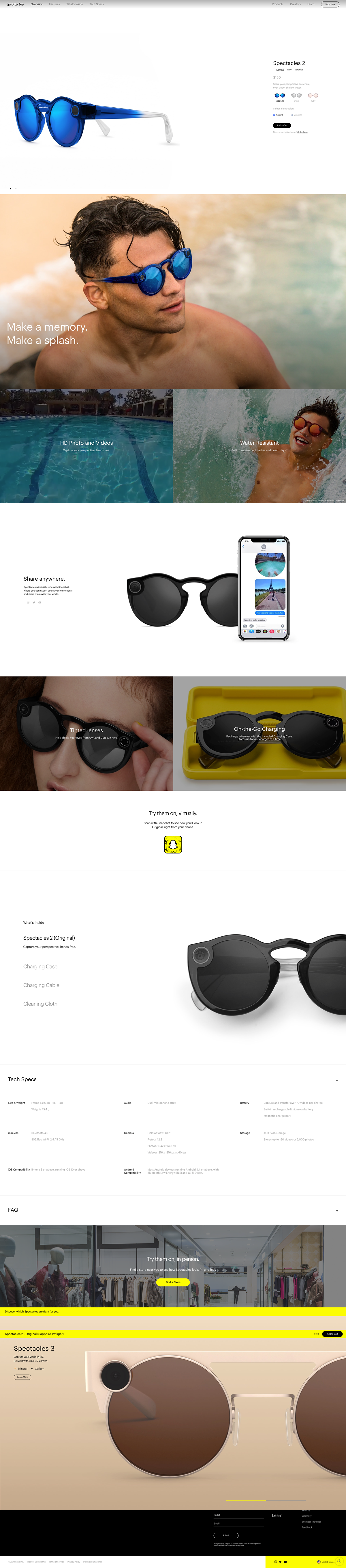 Spectacles website — view 1