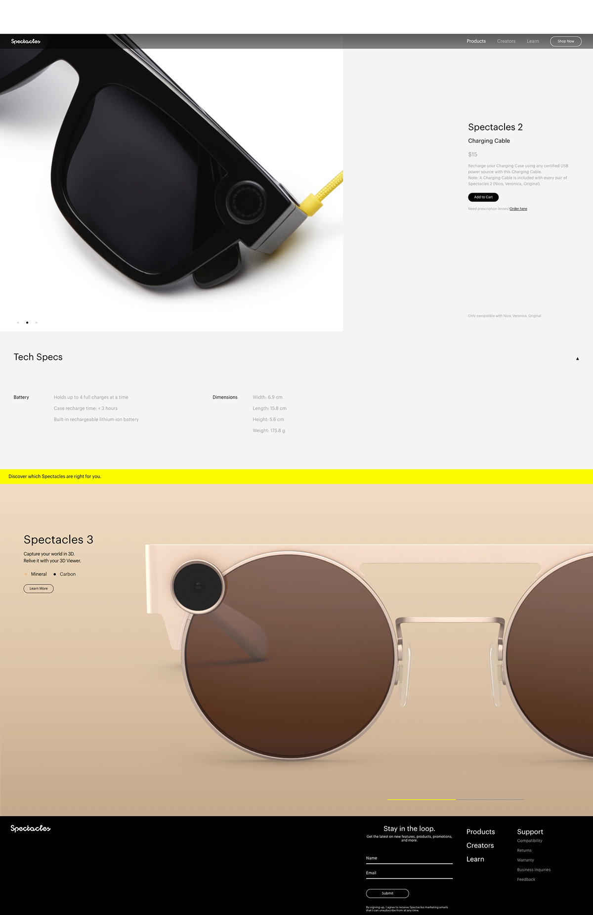 Spectacles website — view 2