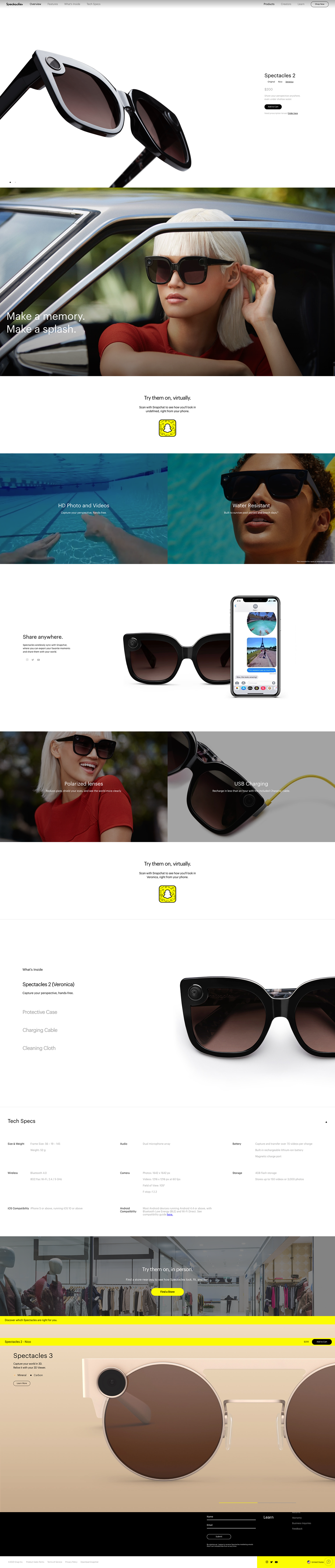 Spectacles website — view 3