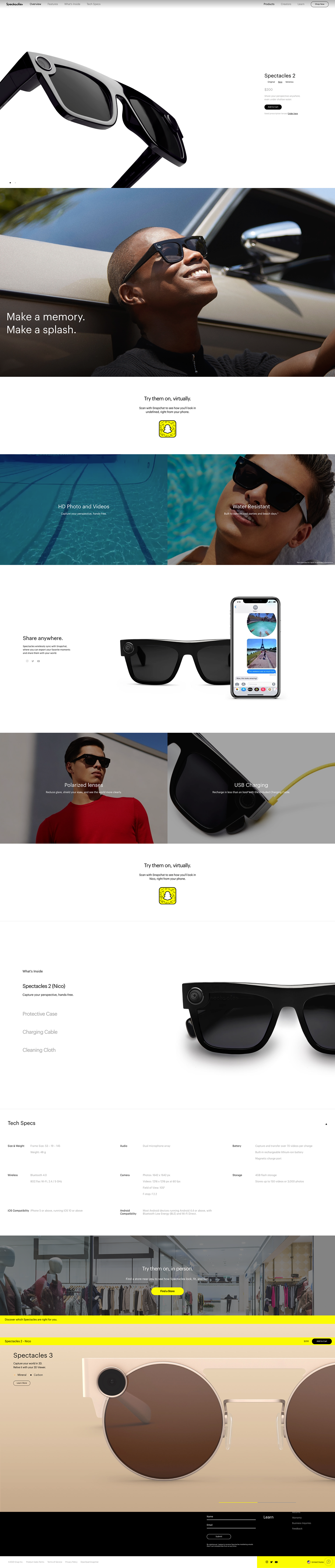 Spectacles website — view 5